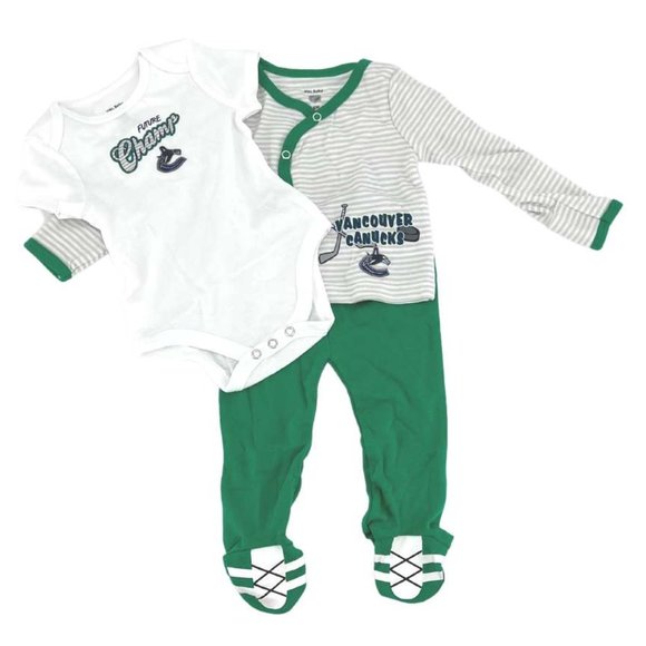 NHL | NHL Baby Vancouver Canucks Clothing Set | 3 Pieces | Green & White | 3-6M - Picture 1 of 8